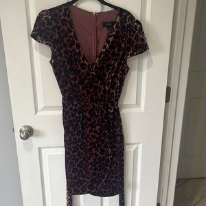 J.Crew Purple Leopard Velvet Wrap Dress
